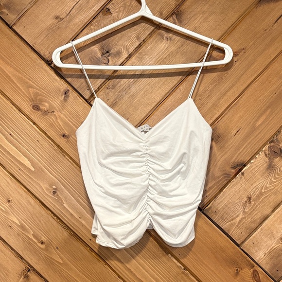 Gaze Elegant White Ruched Women's Top Medium - Picture 1 of 5